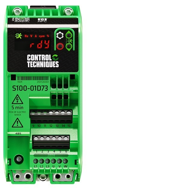 Control Techniques S100-01S53-0A0000 | COMMANDER S AC DRIVE |1 PHASE MAX CONTINUOUS 4.6A | MOTOR SHAFT 0.75 kW | 1 HP, 200/240VAC +/- 10%