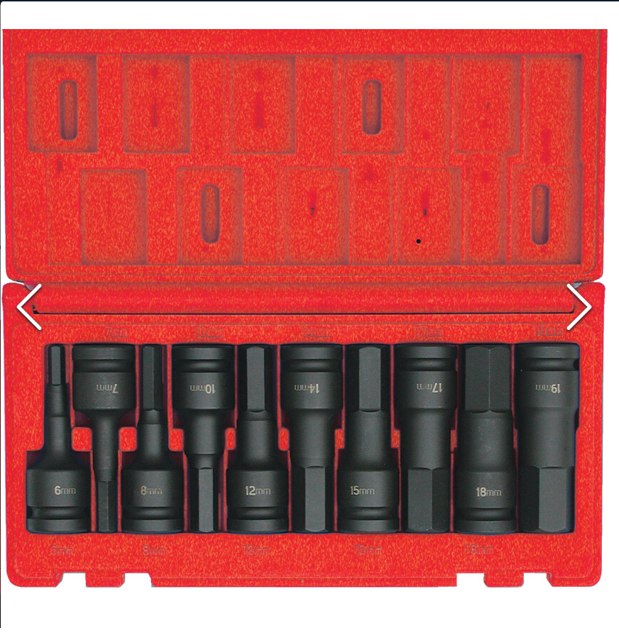 Kennedy KEN5839882K | HEXAGON BIT DRIVER SET | IMPACT 1/2" SQUARE DRIVE | 6mm - 19mm (10-PIECE)