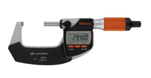 Mitutoyo 293-181 | Quantumike | Coolant-proof Micrometer | Series 293 | Resolution 0.00005 inch or 0.001mm | Accuracy ±0.00005 inch | Range 1 to 2 inch