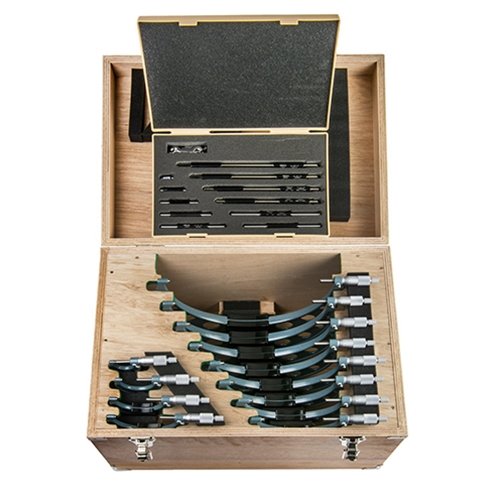 Mitutoyo 103-914-50 | Outside Micrometer Set | Ratchet Stop | 0-300mm Range, 0.01mm Graduation (12 Piece Set)