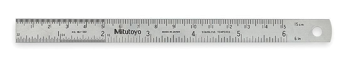 Mitutoyo 182-307 | Steel Rule | Semi-Flexible Rule | Series 182 | Inch or Metric | Accuracy ±0.008 inch or ±0.15 mm | Width 0.625 inch | Range 0 to 20 inch