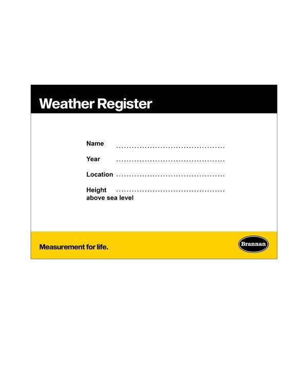 Brannan 13/062/0 | Weather Register for Rain Gauge | Spare Book for 13/070/0 - generaltechuae