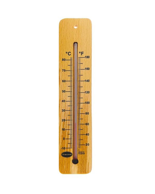 Brannan 14/250/2 | 215 mm Wood Wall Thermometer, High Range | -10 to +80 °C, Celsius only - generaltechuae