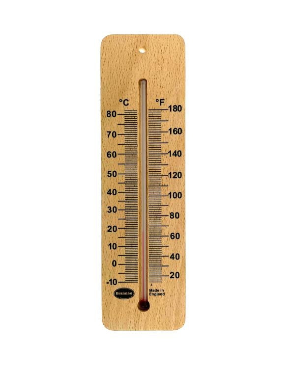 Brannan 14/251/2 | 215 mm Wide Wood Wall Thermometer, High Range | -10 to +80 °C, Celsius Only - generaltechuae