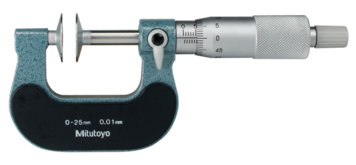Mitutoyo 123-101 Disc Micrometer, Hardened Steel Disks 0-25mm, Disk=20mm