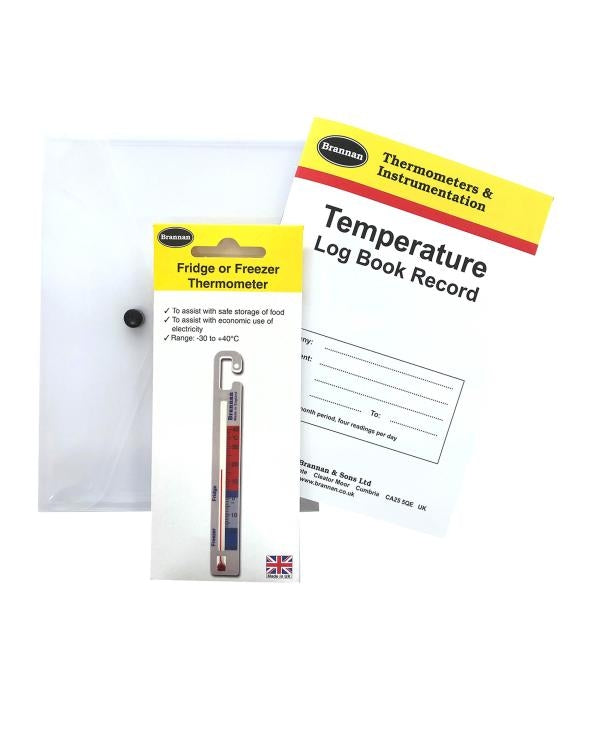 Brannan 22/496/2 | Temperature Log Book Kit | Vertical Fridge/Freezer Thermometer - generaltechuae