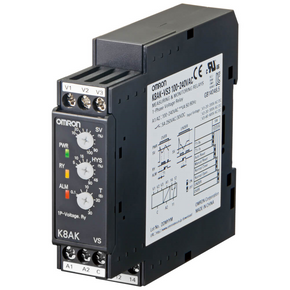 OMRON K8AK-VS2 100-240VAC | Monitoring relay 22.5mm wide, Single phase over or under voltage 1 to 150V AC or DC, One SPDT, 100-240 VAC