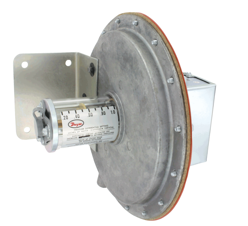 Dwyer Instruments 1638-2 | Diaphragm Pressure Switch | 1.0-3.0" w.c. | SPDT | 15A, 120-480 VAC | 1/8" NPT