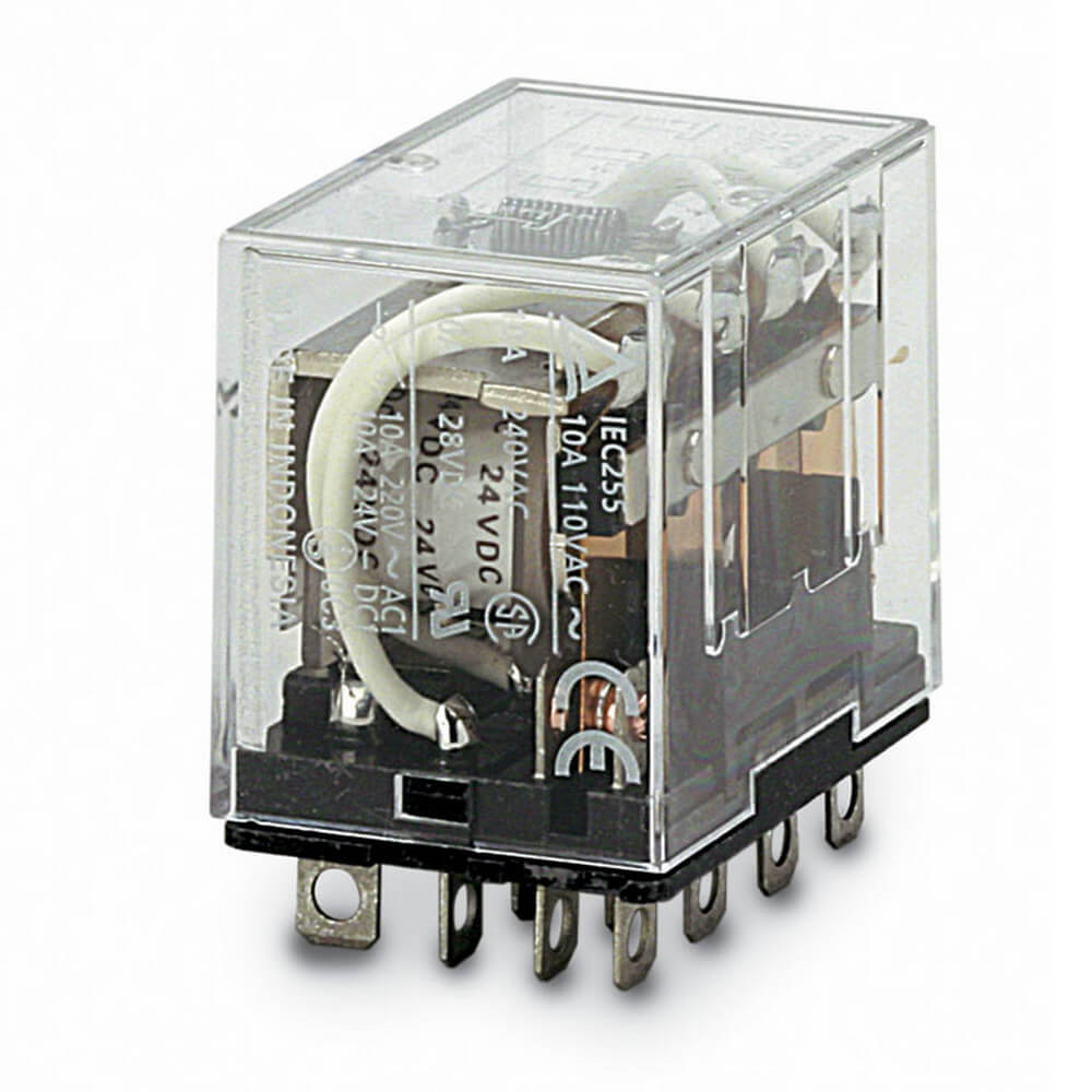 OMRON LY4N 100/110VAC | Relay, plug-in, 14-pin, 4PDT, 10 A, LED indicator, 100/110 VAC