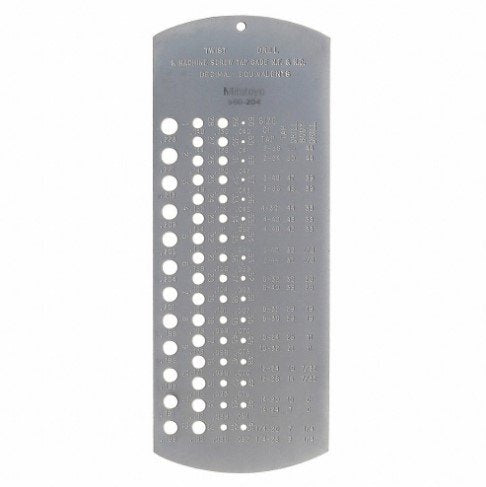 Mitutoyo 950-204 | Tap and Drill Gage | Graduations #2-56NC to 1/4-28NF | Length 6 3/8 inch