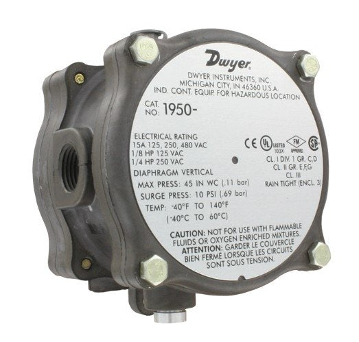 Dwyer Instruments 1950P-8-2F | Differential Pressure Switch | 1.5-8 psid;1/8" NPT F;Explosion Proof