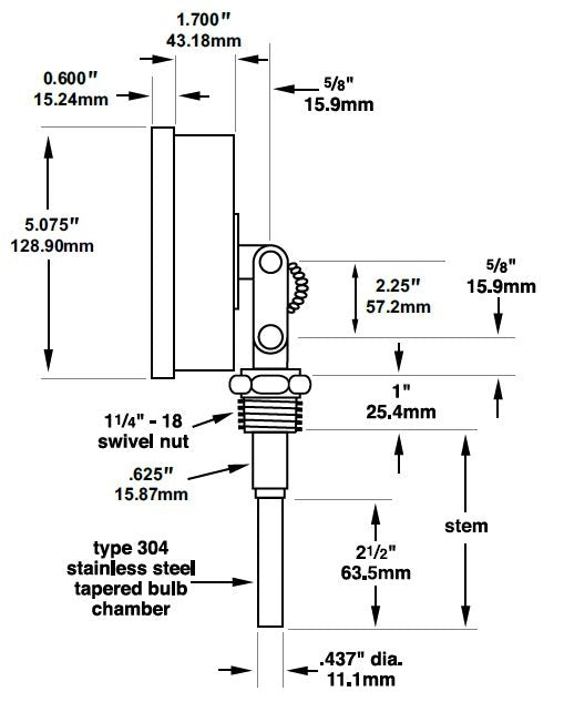Palmer Wahl 50A, 50AL | Rigid Stem Direct Drive Dial Thermometer, 50A & 50AL | 5 in Dial - generaltechuae (4)