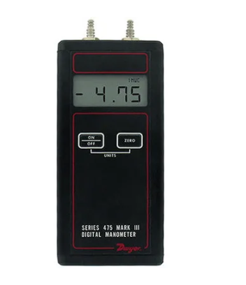Dwyer Instruments 475-00-FM-AV | Air Velocity Kit | Range 0-4.000" w.c. (0.996 kPa) | Max. Pressure 5 psig | Kit includes static pressure tips | Rubber tubing | Pitot tube | Step drill | Air velocity slide chart and carrying case