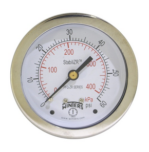 Winters PFP1095ZRR1R11 |  Premium Stainless Steel StabiliZR Gauge | 0-160 psi / 0-11 bar | 4” (100mm) Dial Display | ±1% Accuracy | 1/4" Back
