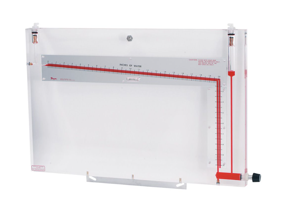 Dwyer Instruments 424-10 | Inclined/vertical manometer | Inclined range: 0-2.0" w.c. | .01 min. div. | 20" scale; vertical range 2.1-10" w.c. | min. div. .10 | 9" scale