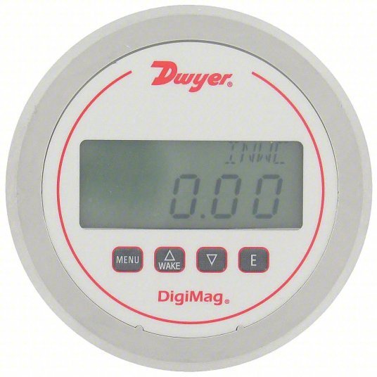 DWYER Digital Differential Pressure Gauge | Range 0 to 2 in wc |  1/8 in Tubing, Back, Round | DigiMag DM-1000,