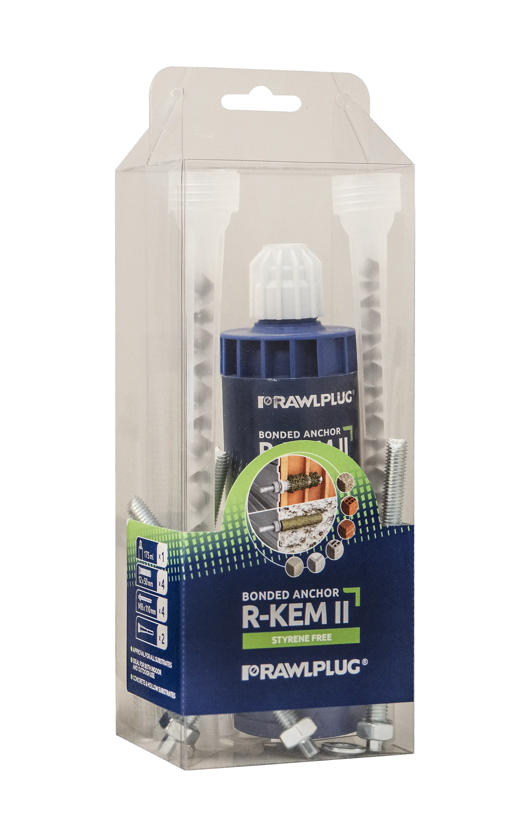 Rawlplug R-KEM-II175SETFR | R-KEM-II Polyester Bonded Anchor Set | 175 ml, 11 elements - generaltechuae