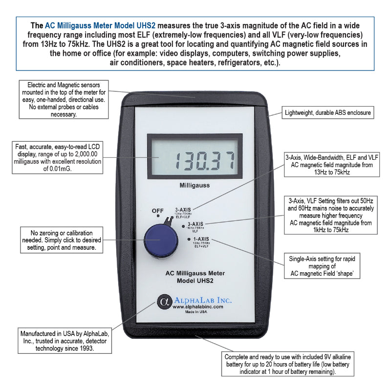 AlphaLab UHS2-HC | AC Milligauss Meter UHS2 | 13 Hz – 75 kHz, With Case - generaltechuae (3)