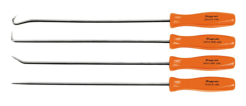 Snap-on ASAL204BO | 4 pc Acetate Handle Long Pick Set, Orange | 4-piece set, acetate handles