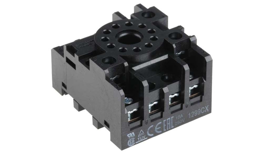 Omron PF113A-E, MKS 11 Pin 250V ac DIN Rail Relay Socket, for use with MK3P-5-I, MK3P-5-S, MK3PD-5-I, MK3PD-5-S, MK3PN-5-I,