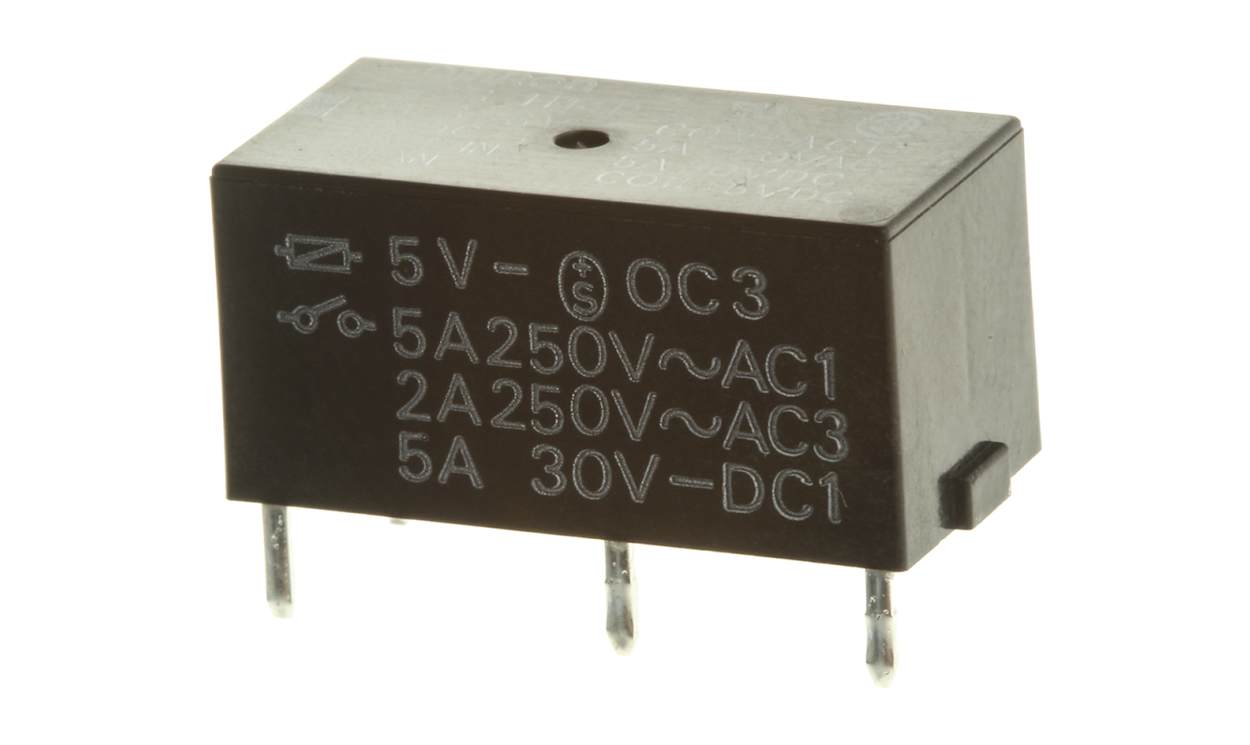 Omron G6B-1114P-US-SV DC5, PCB Mount Power Relay, 5V dc Coil, 5A Switching Current, SPST