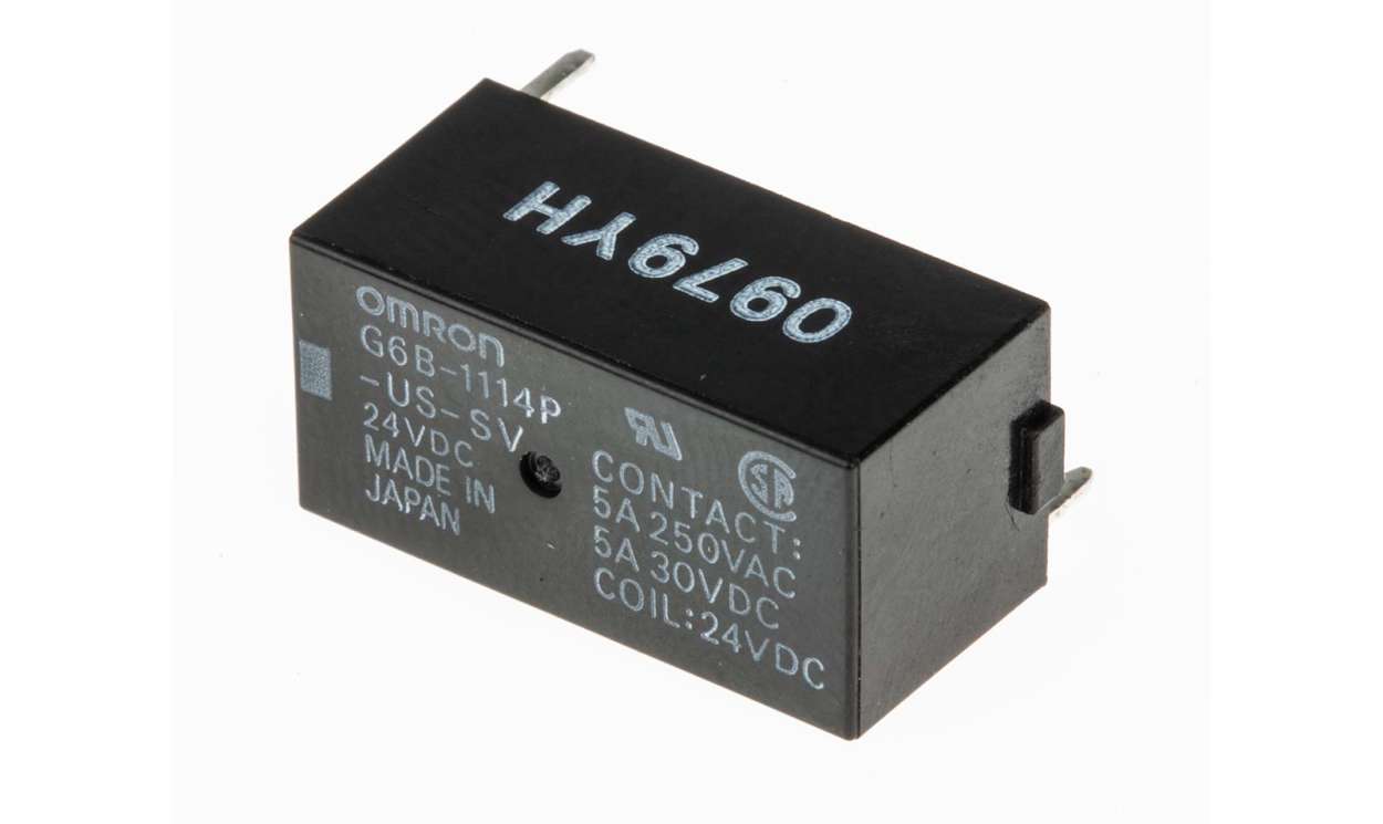 Omron G6B-1114P-US-SV DC24, PCB Mount Power Relay, 24V dc Coil, 5A Switching Current, SPST
