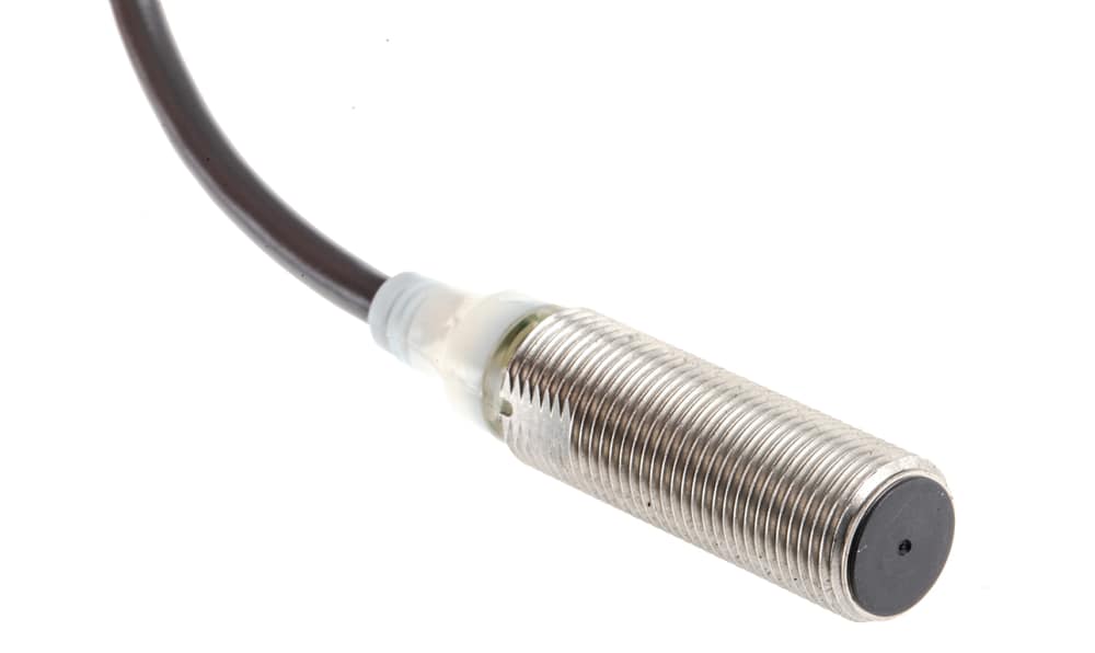 Omron E2A-S12KS04-WP-B1 2M, Inductive Threaded Barrel Proximity Sensor, M12, 4 mm Detection, PNP NO, 12 → 24 V dc
