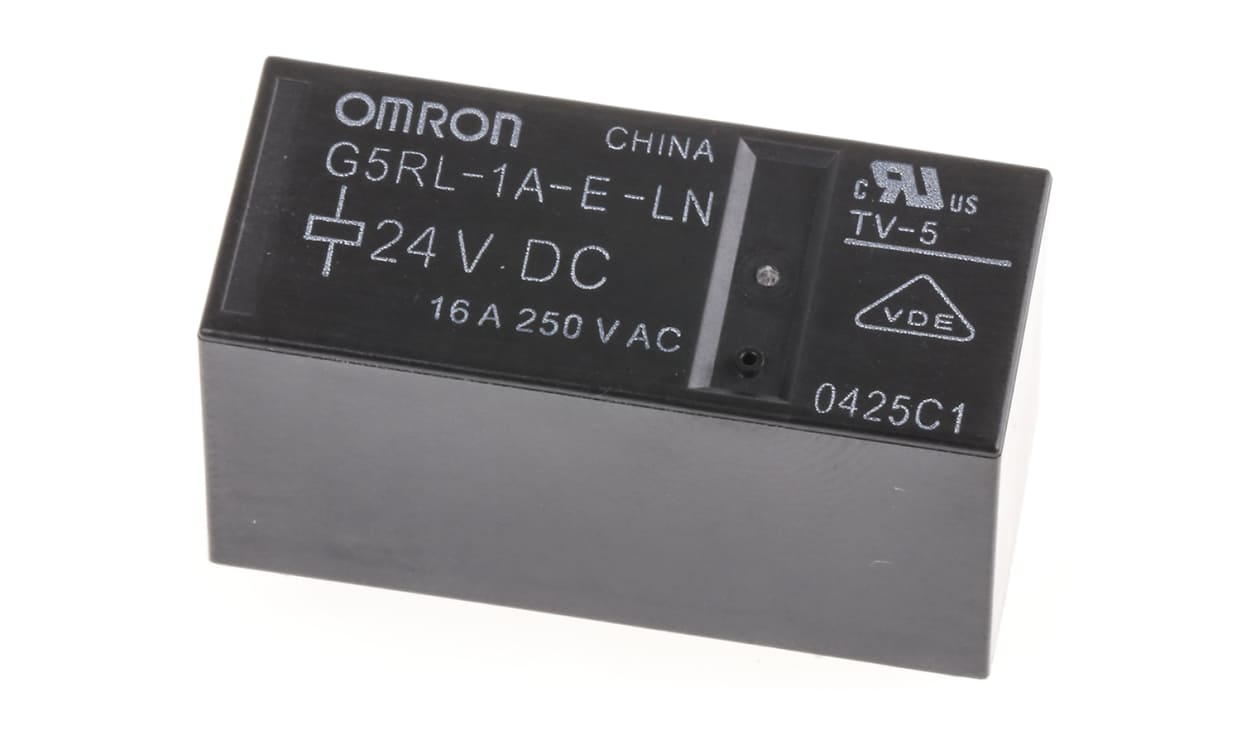 Omron G5RL-1A-E-LN DC24, PCB Mount Power Relay, 24V dc Coil, 16A Switching Current, SPST