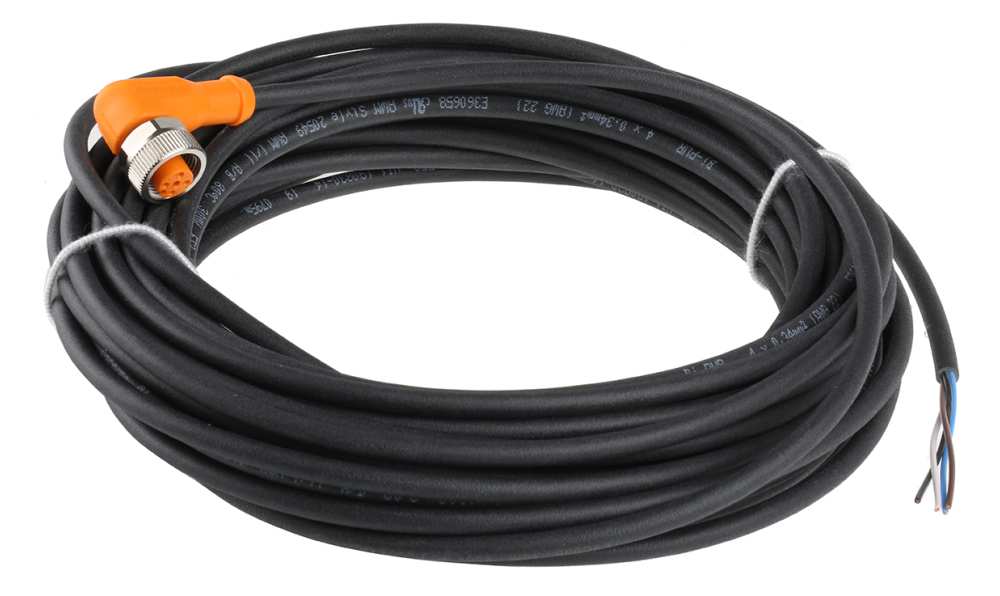 ifm EVC006, Right Angle Female 4 way M12 to Unterminated Sensor Actuator Cable, 10m