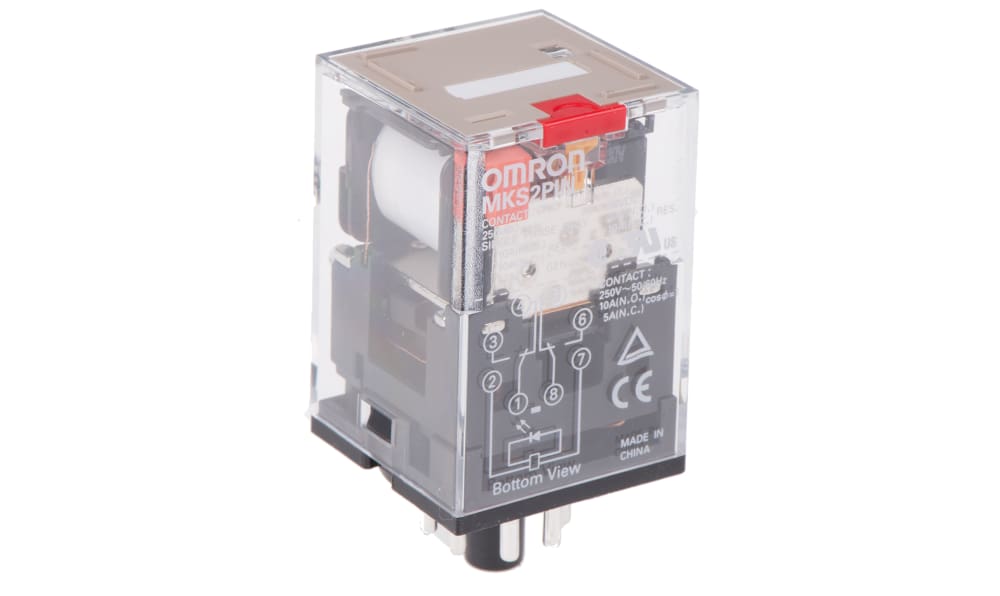 Omron MKS2PIN 230VAC, Plug In Power Relay, 230V ac Coil, 10A Switching Current, DPDT