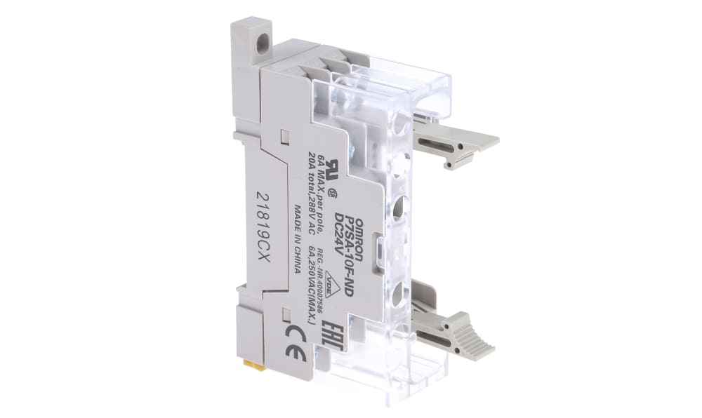 Omron P7SA-10F-ND 24VDC, G7SA 10 Pin 24V dc DIN Rail Relay Socket, for use with G7SA Series
