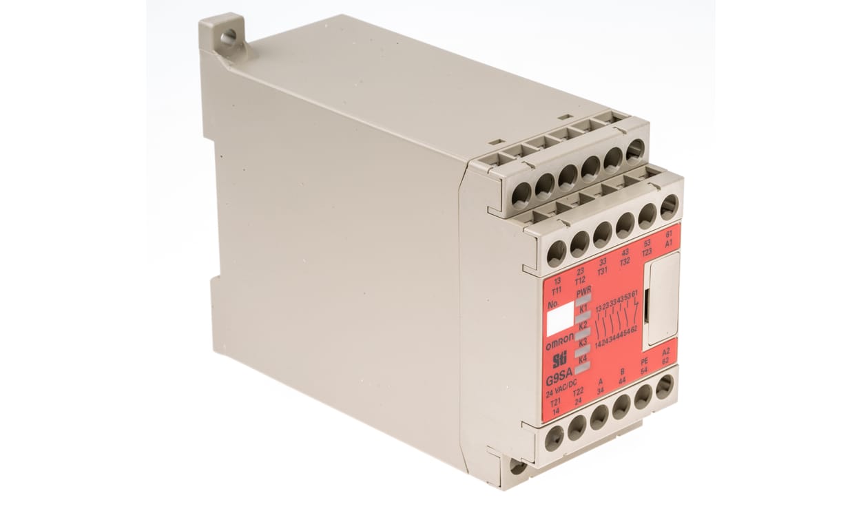 Omron G9SA-501 AC/DC24, G9SA 1 Auxiliary Contacts Safety Relay 24V ac/dc, Single/Dual-Channel 5 Safety Contacts