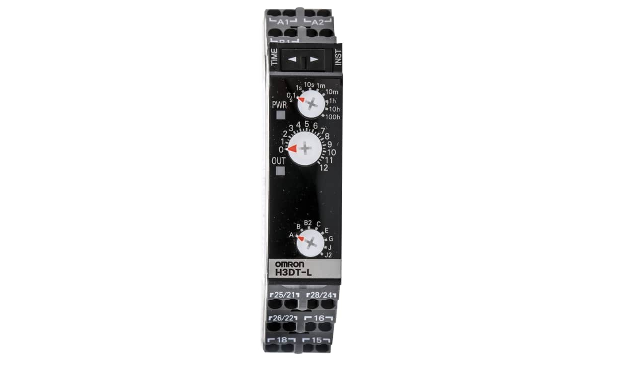 Omron H3DT-L2 24-240VAC/DC, H3DT Series DIN Rail Mount Timer Relay, 24 → 240V ac/dc, 4-Contact, 0.1 s → 100h, DPDT - generaltechuae