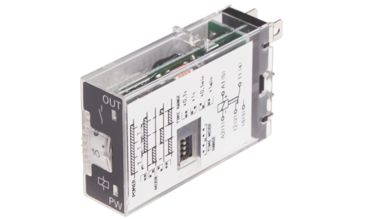 Omron H3RN-1-B 12VDC, H3RN Series Panel Mount Timer Relay, 12V dc, 2-Contact, 0.1 s → 10min, SPDT - generaltechuae