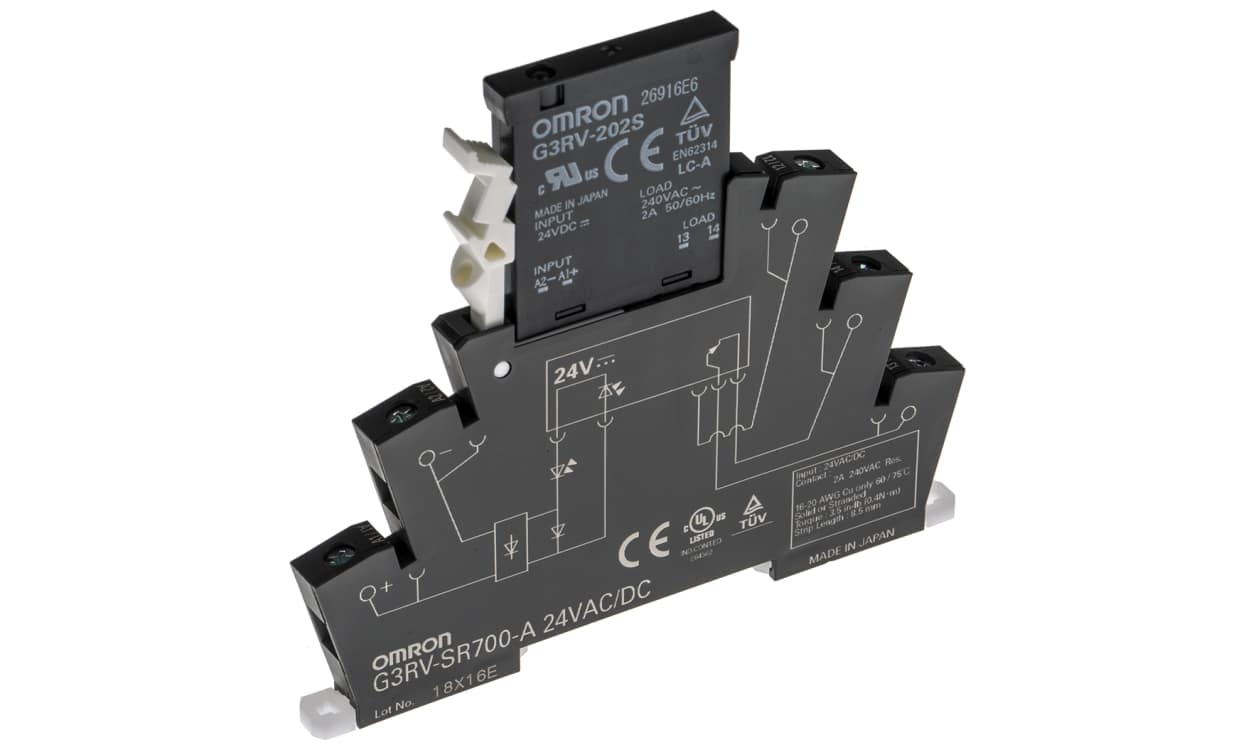 Omron G3RV-SR700-A AC/DC24, G3RV-SR Series Solid State Interface Relay, 24 V ac/dc Control, 2 A Load, DIN Rail Mount