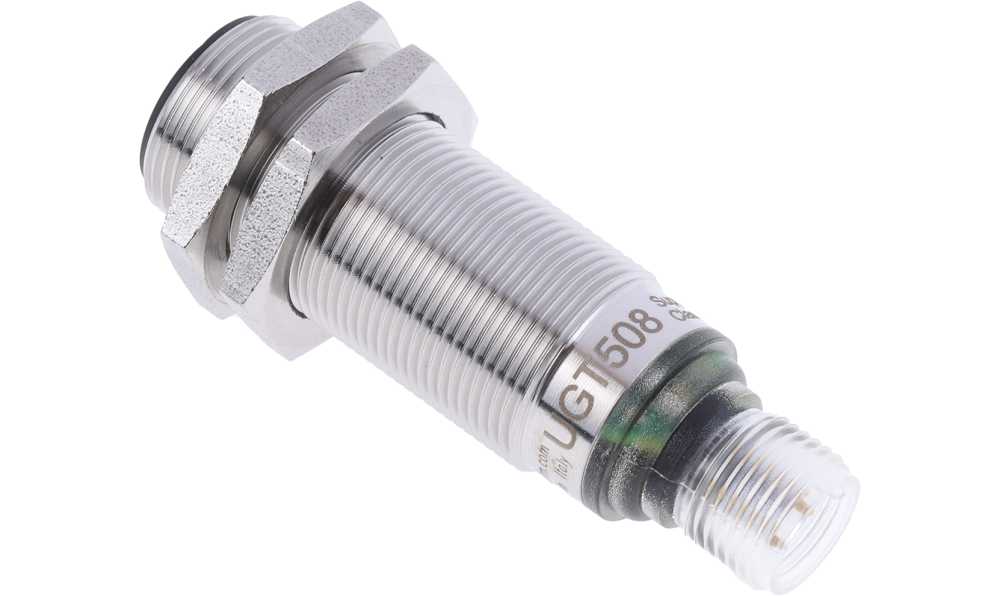 ifm UGT508, Ultrasonic Threaded Barrel Proximity Sensor, M18, 1.2 m Detection 0-10 V, 10 → 30 V dc