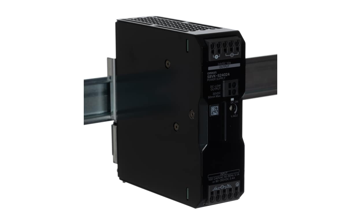 Omron S8VK-S24024, S8VK-S Switched Mode DIN Rail Power Supply, 85 → 264 V ac, 90 → 350 V dc ac, dc Input, 24V dc dc