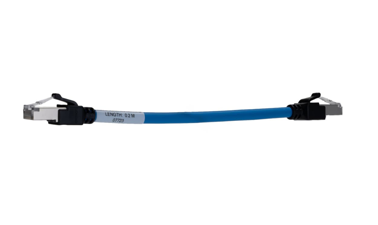 Omron XS6W-6LSZH8SS20CM-B, XS6W, 200mm Cat6a, Blue RJ45 to Male RJ45 Male, S/FTP Shielded, Terminated LSZH Sheath