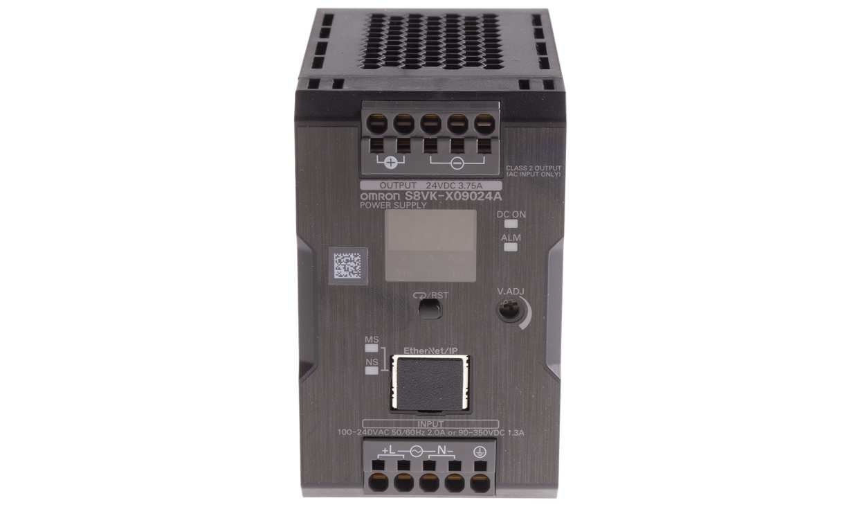 Omron S8VK-X09024-EIP, S8VK-X Switched Mode DIN Rail Power Supply, 100 → 240V ac ac Input, 24V dc dc Output, 3.75A Output, 90W