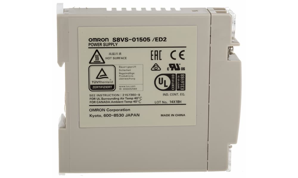 Omron S8VS-01505, Switching Power Supply, , 5V dc, 2A, 15W, 1 Output, 100 → 240V ac Input Voltage