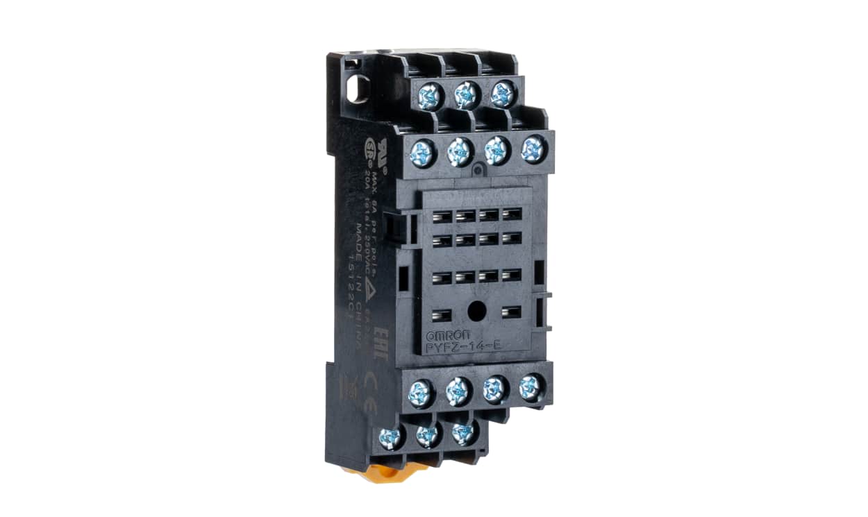 Omron PYFZ-14-E, MY4 14 Pin 2250V ac DIN Rail Relay Socket, for use with Miniature Power Relays - generaltechuae