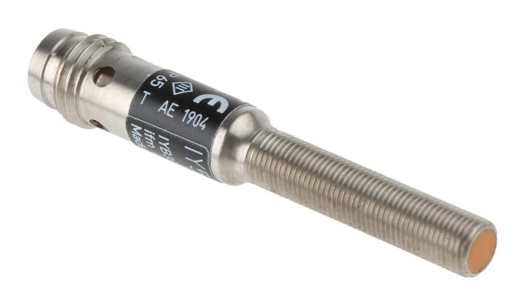 ifm IY5036, Inductive Threaded Barrel Proximity Sensor, M5, 0.8 mm Detection, PNP NO, 10 → 36 V dc