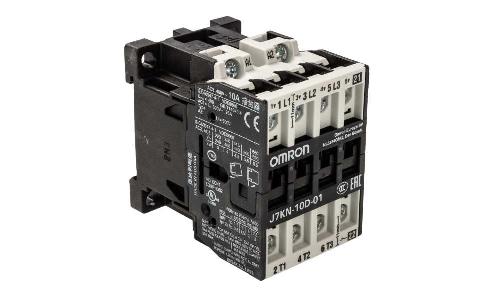 Omron J7KN-10D-01 24, Contactor, 24 V ac Coil, 3-Pole, 10 A, 4 kW, 1NC