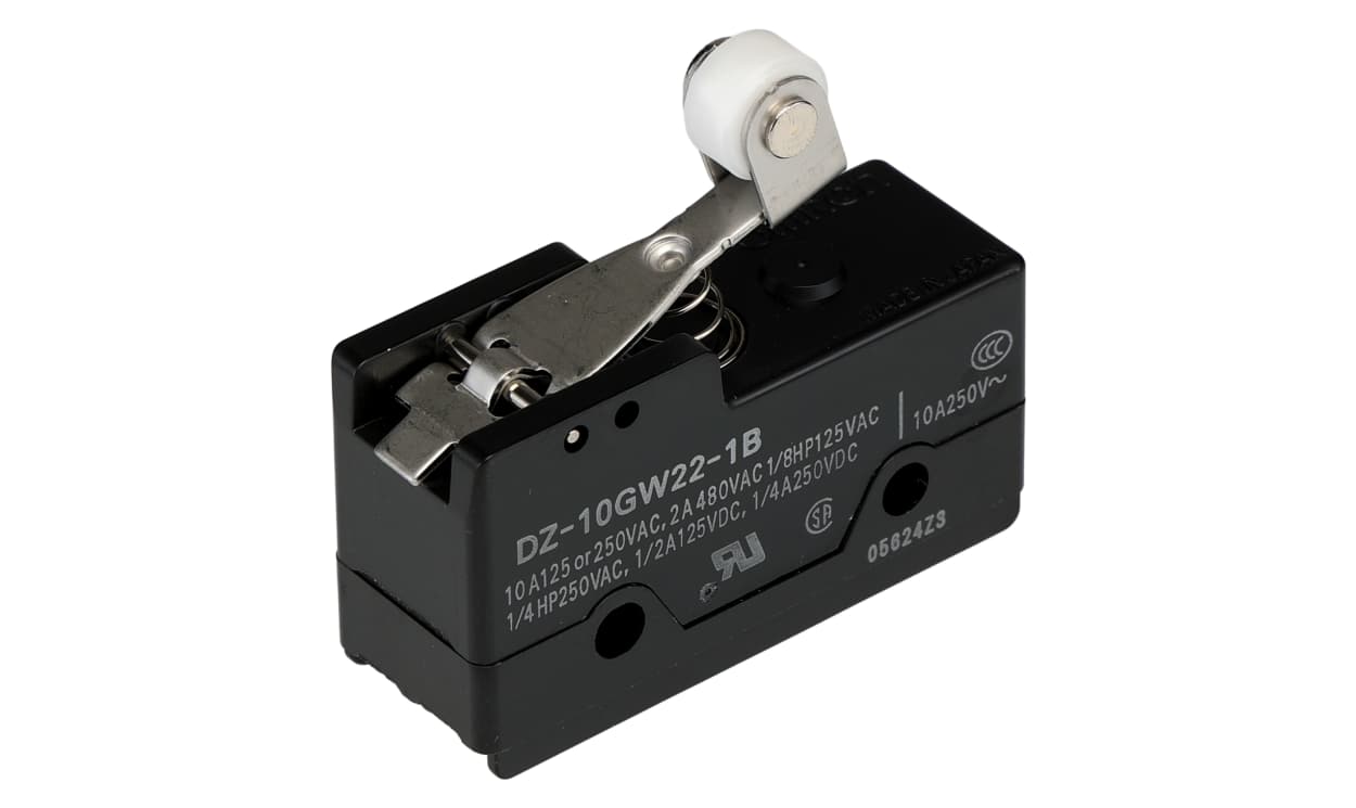 Omron DZ-10GW22-1B, Short Hinge Roller Lever Limit Switch, 2NO/2NC, DPDT, 10A Max