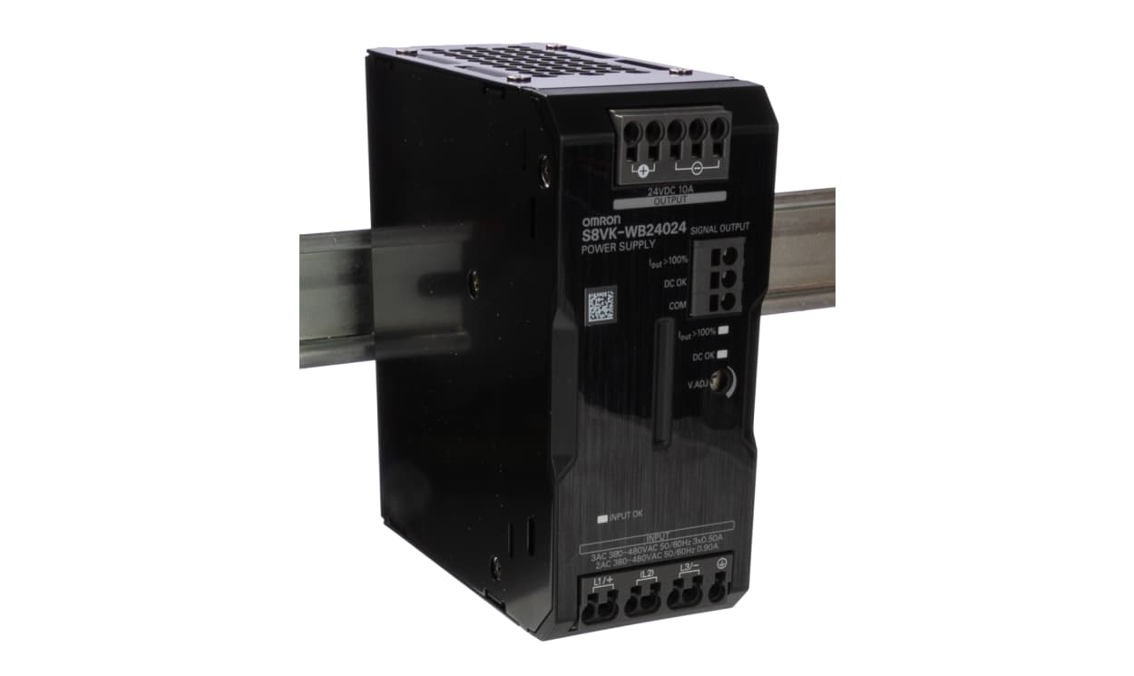 Omron S8VK-WB24024, S8VK-WA Switched Mode DIN Rail Power Supply, 380 → 400V ac ac Input, 24V dc dc Output, 10A Output, 2kW