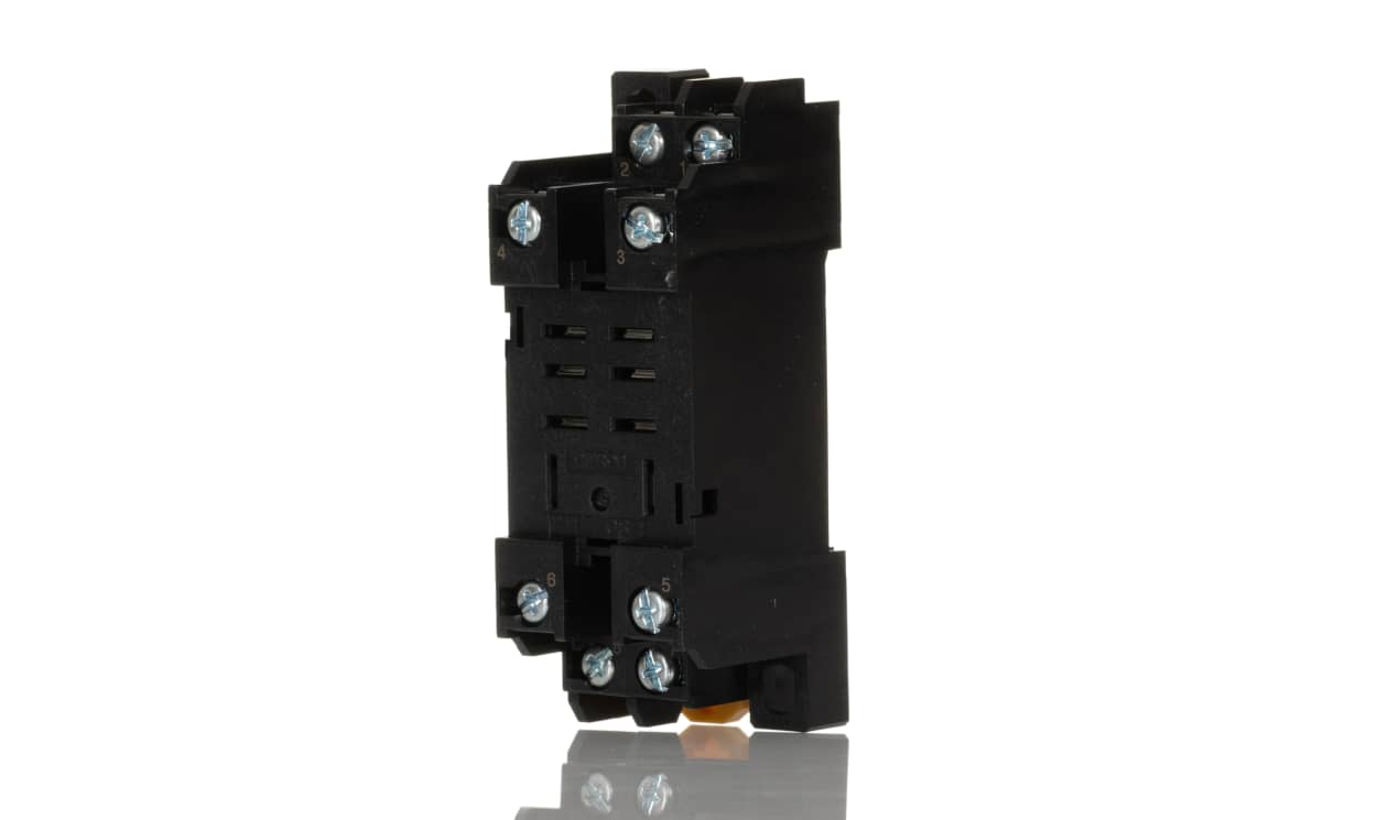 Omron PTFZ-08-E, LY 8 Pin 2000V DIN Rail Relay Socket, for use with LY Series Bi-polar Relay - generaltechuae