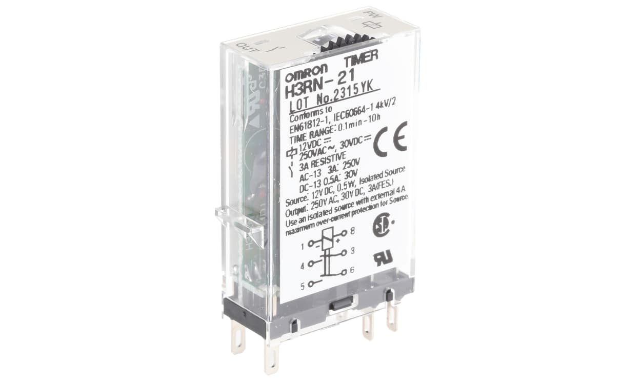 Omron H3RN-21 12VDC, H3RN Series Plug In Timer Relay, 12V dc, 2-Contact, 0.1 min → 10h - generaltechuae