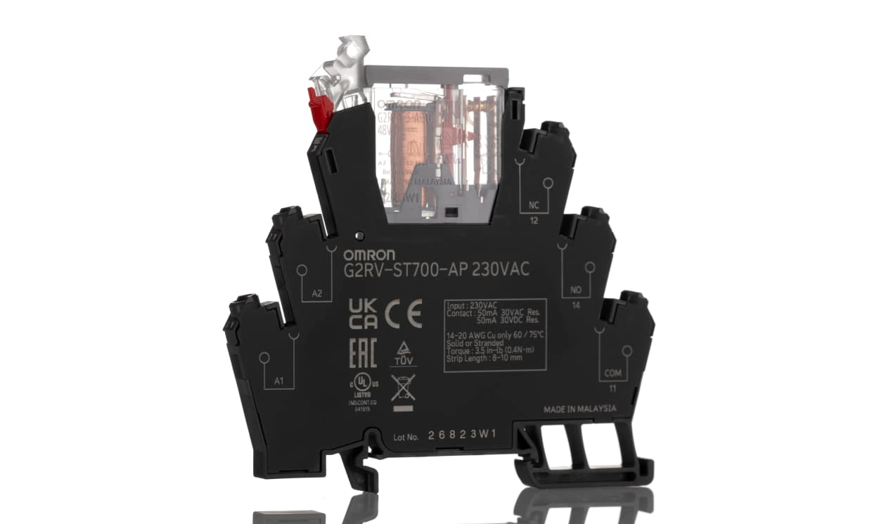 Omron G2RV-ST700-AP 230VAC, G2RV-ST Series Electromechanical Interface Relay, DIN Rail Mount, 230V ac Coil, SPDT, 1-Pole, 50mA Load - generaltechuae