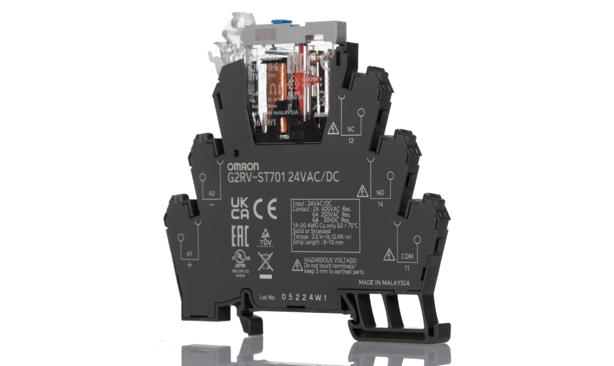Omron G2RV-ST701 24VAC/DC, G2RV-ST Series Electromechanical Interface Relay, DIN Rail Mount, 24V ac/dc Coil, SPDT, 1-Pole, 6A Load - generaltechuae