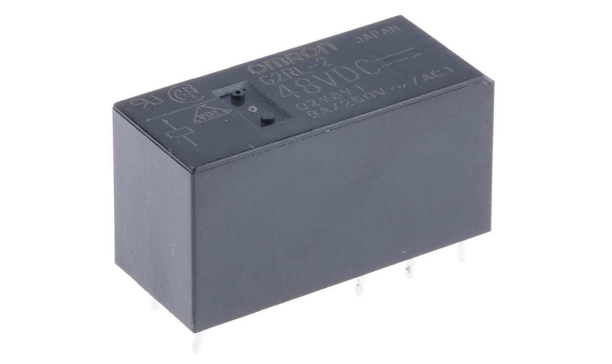 Omron G2RL-2 DC48, PCB Mount Power Relay, 48V dc Coil, 8A Switching Current, DPDT - generaltechuae